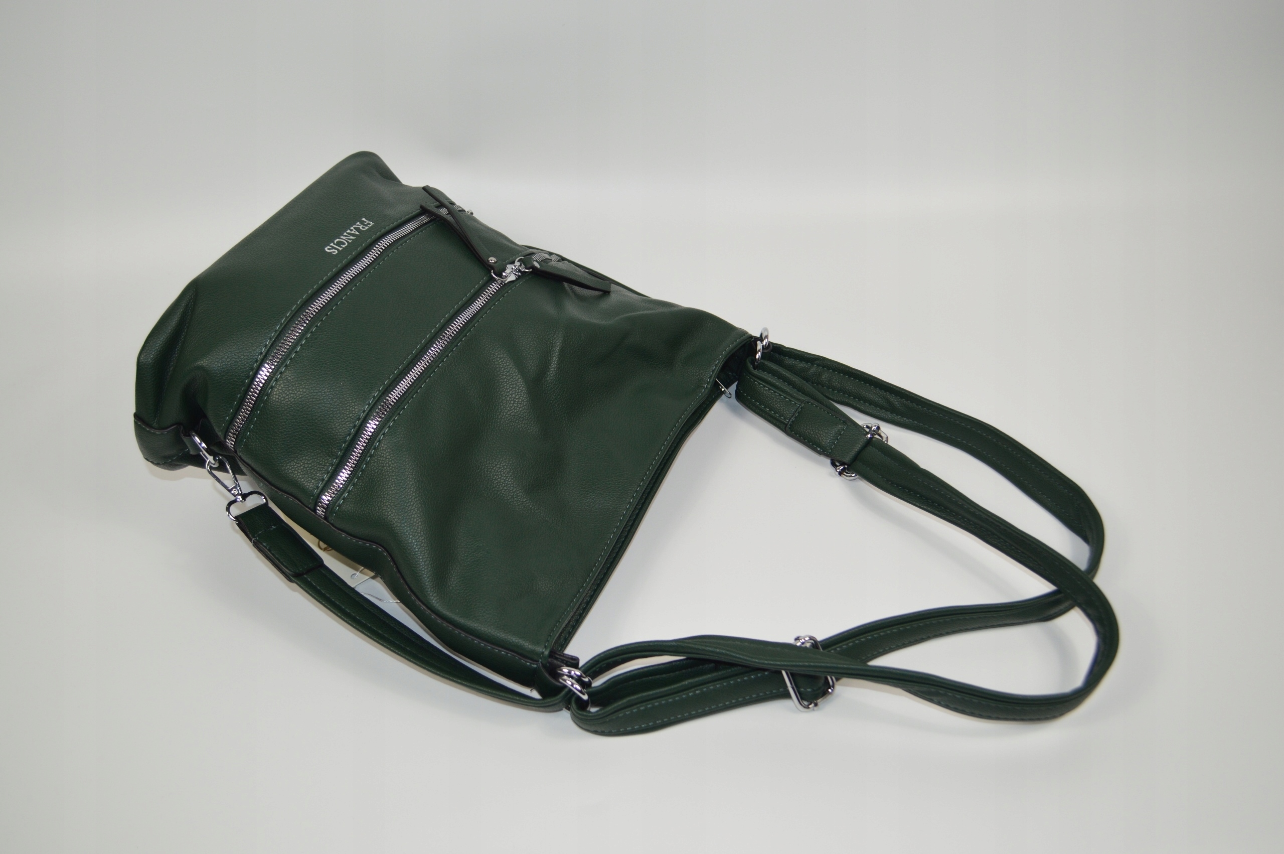 DUŻA POJEMNA TOREBKA DAMSKA LISTONOSZKA WOREK TORBO-PLECAK Kolor zielony