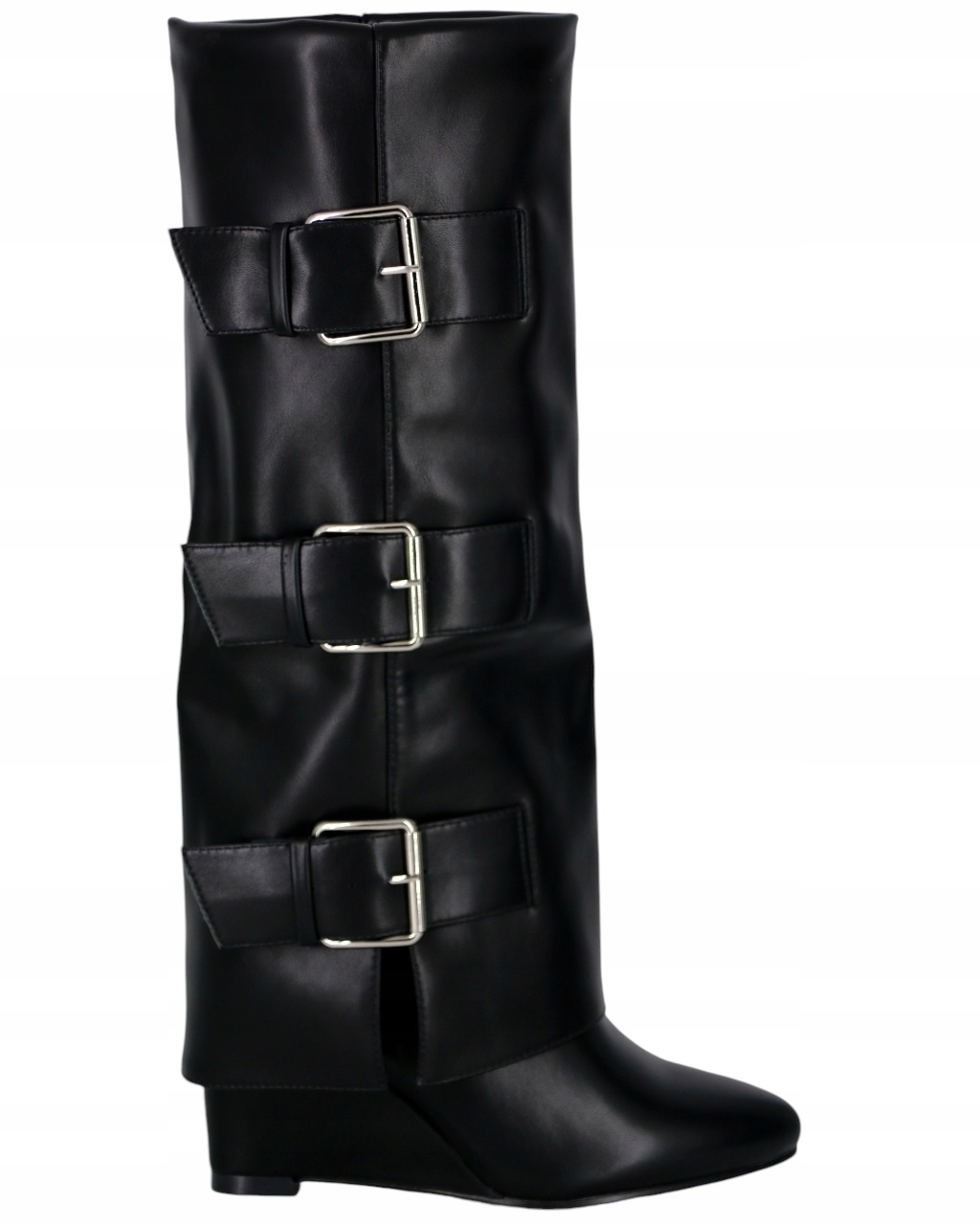 Černé Kozačky Na Klínku, Boty Sexy, Kozačky, Dámské Rolovací Přezky, Velikost 40