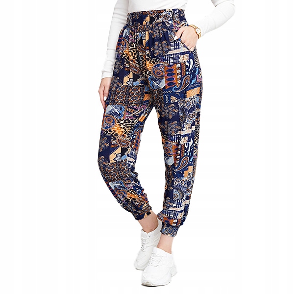 

KZ-912 Navy Damskie Spodnie Wzorzyste 3XL/4XL
