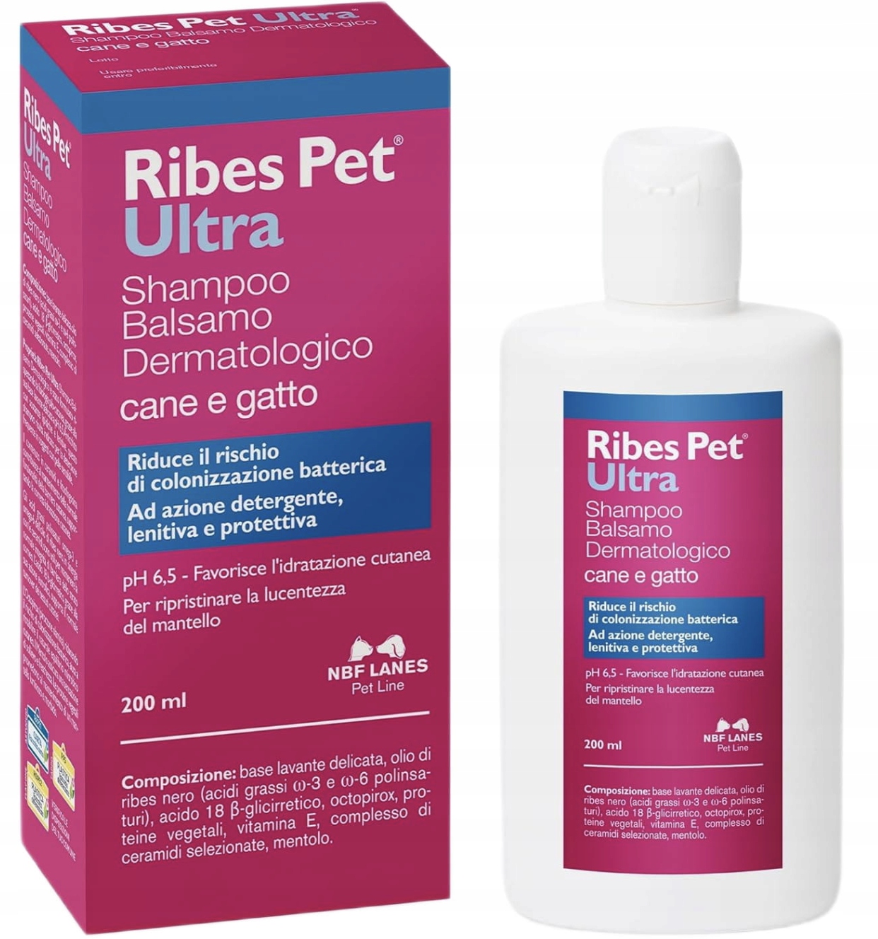 Ribes Pet Ultra cane e gatto (pies i kot) Nbf Lanes Szampon Balsam Derm *