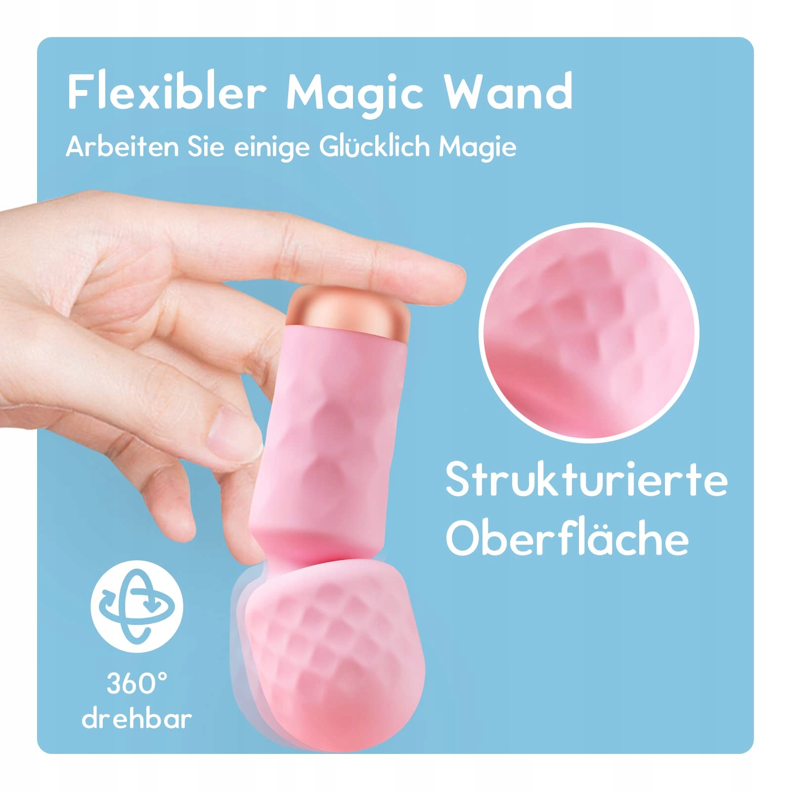 MINI Starke Wodoodporny Masażer Silikonowy 10 Trybów Wibracji Różowy — miniatura 3