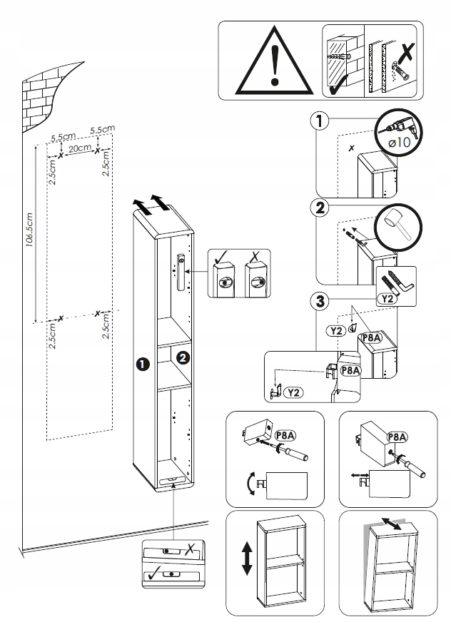 Regał do łazienki słupek 25 cm szafka ARUBA 805 Materiał płyta MDF