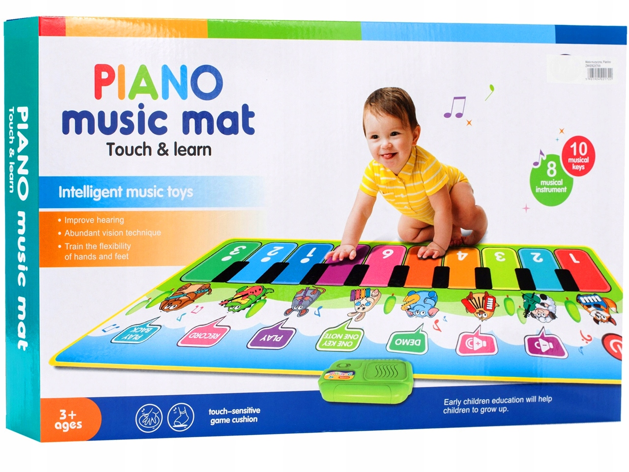 MUZYCZNA Interaktywna Mata PIANINO Nagrywa DŹWIĘK DO ZABAWY TAŃCZENIA Materiał plastik tkanina