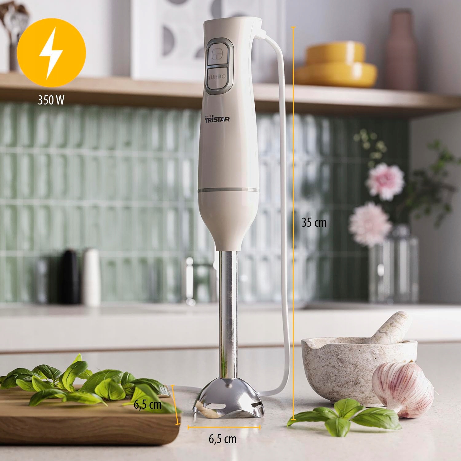 TRISTAR Blender Ręczny Stalowy Z Pulsacją Ergonomiczny Biały MX-4880 — miniatura 2