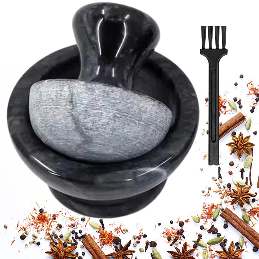 Mramorový Hmoždíř Na Česnek A Koření Bylinkové Tablety S Kartáčkem