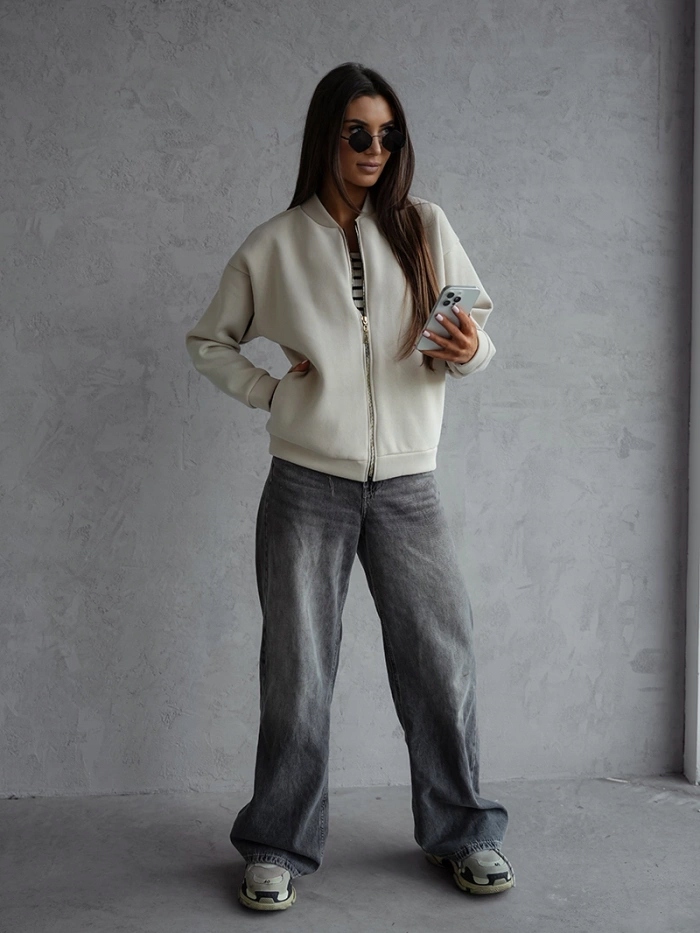 Mikina Bomber 82158 Béžová S/m