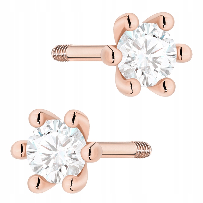 Klasické Zlaté Náušnice Dámské pr. 585 na tyč s diamanty 0,20 ct 14k