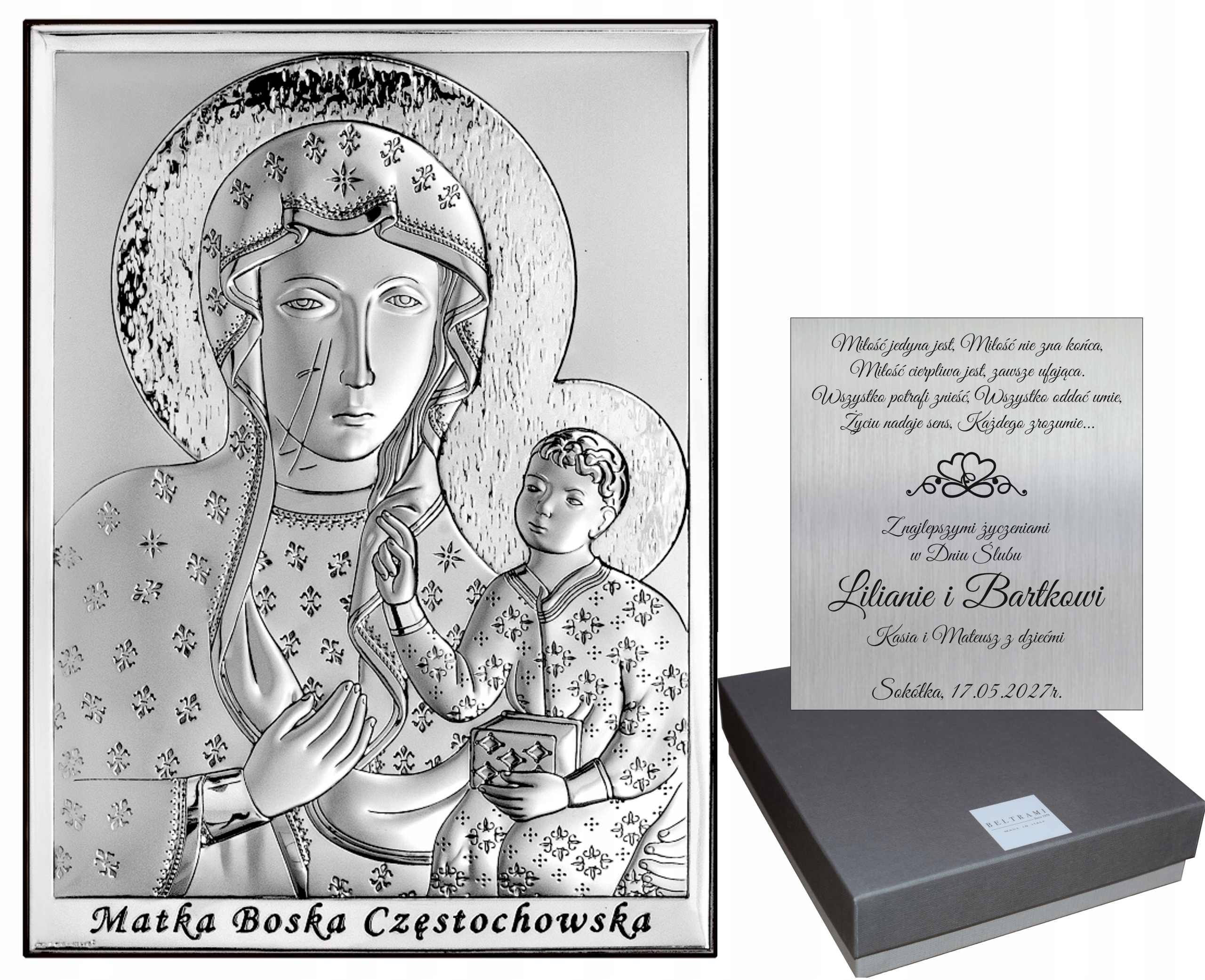 Strieborný Obraz Panna Mária Čenstochovská Gravírovanie