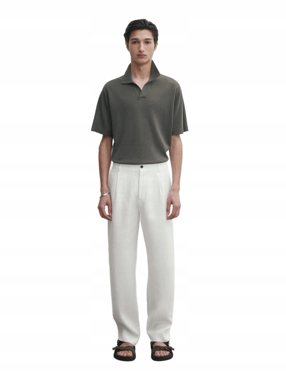 Massimo Dutti Polokošile S Krátkým Rukávem A Lnem, Šedá, Velikost XL