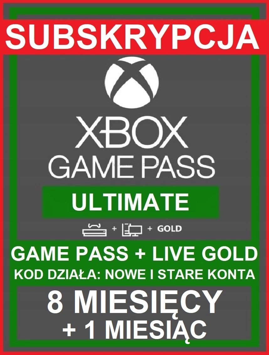 Subskrypcja Xbox Game Pass 8 + 1 Miesięcy subskrypcji