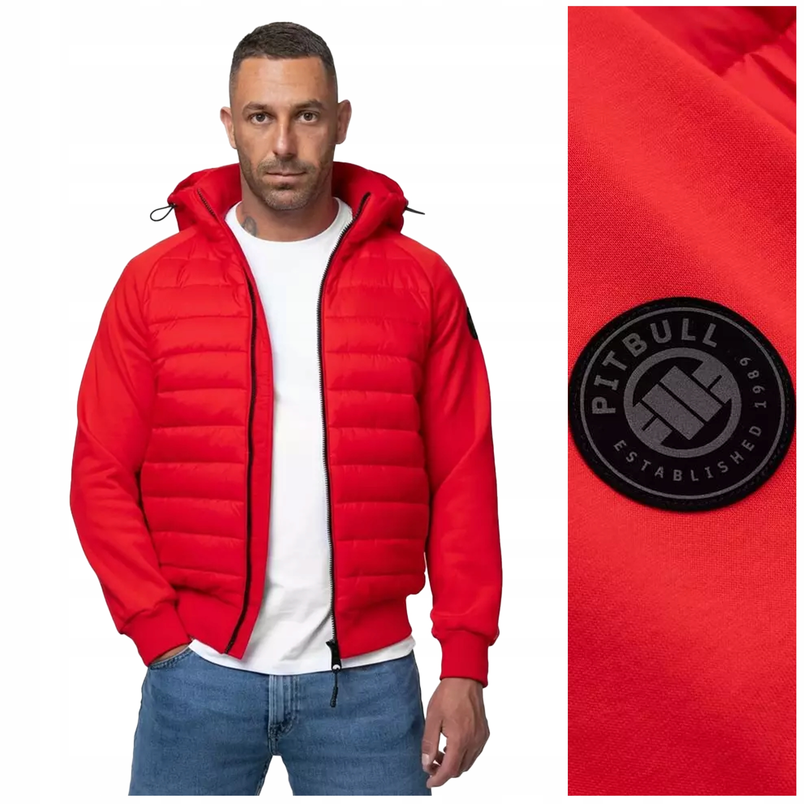 Hybridní přechodová bunda s kapucí Pit Bull "palomar" vel. M, červená