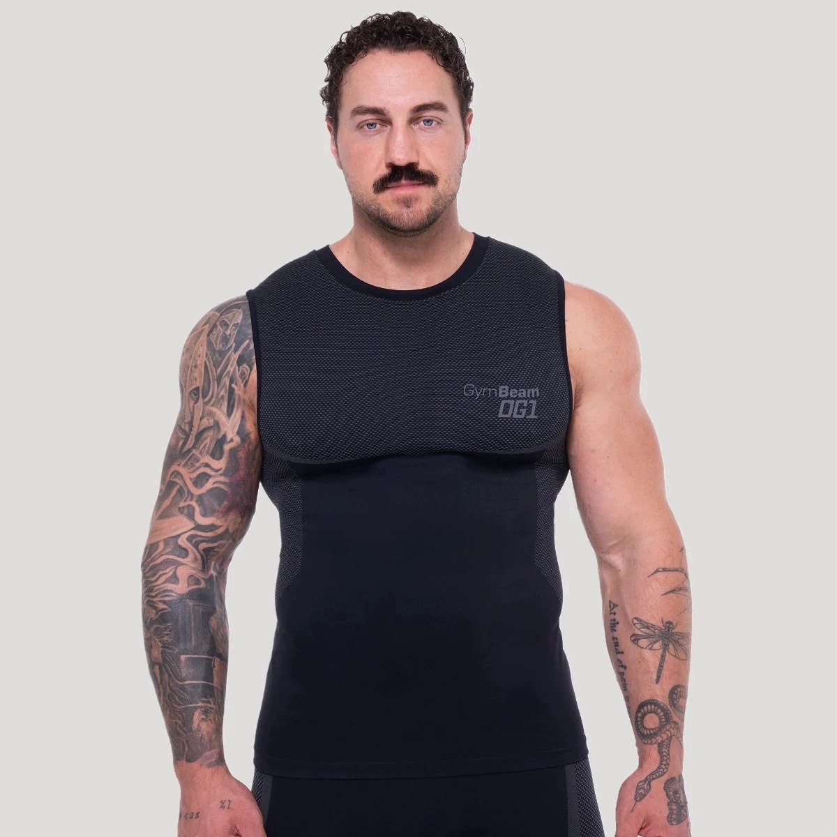 GymBeam OG1 Bezszwowy Tank Top Black/Grey XL
