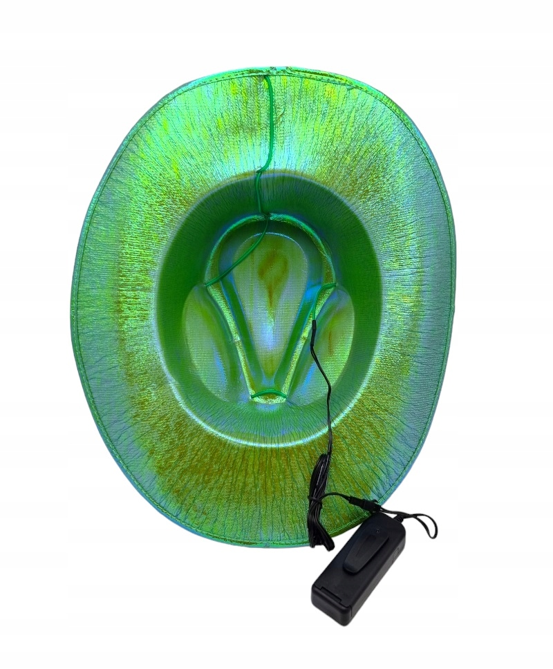 ŚWIECĄCY KAPELUSZ KOWBOJSKI LED NEONOWY ZIELONY IMPREZOWY PARTY Marka inna