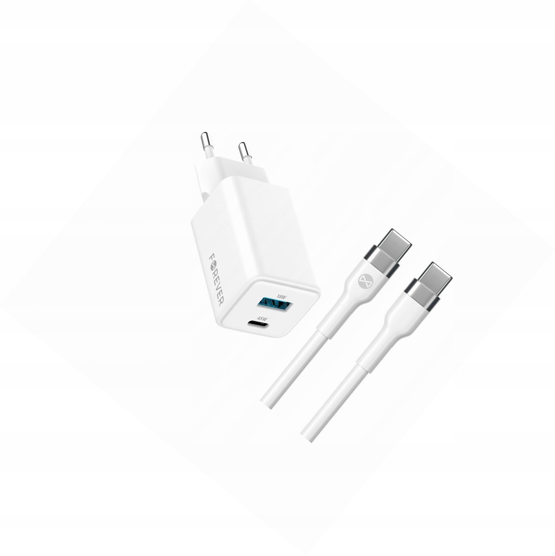 Szybka ładowarka GaN 45W 2 wejścia Usb i Usb-c z kablem do Oppo Reno 6 5G