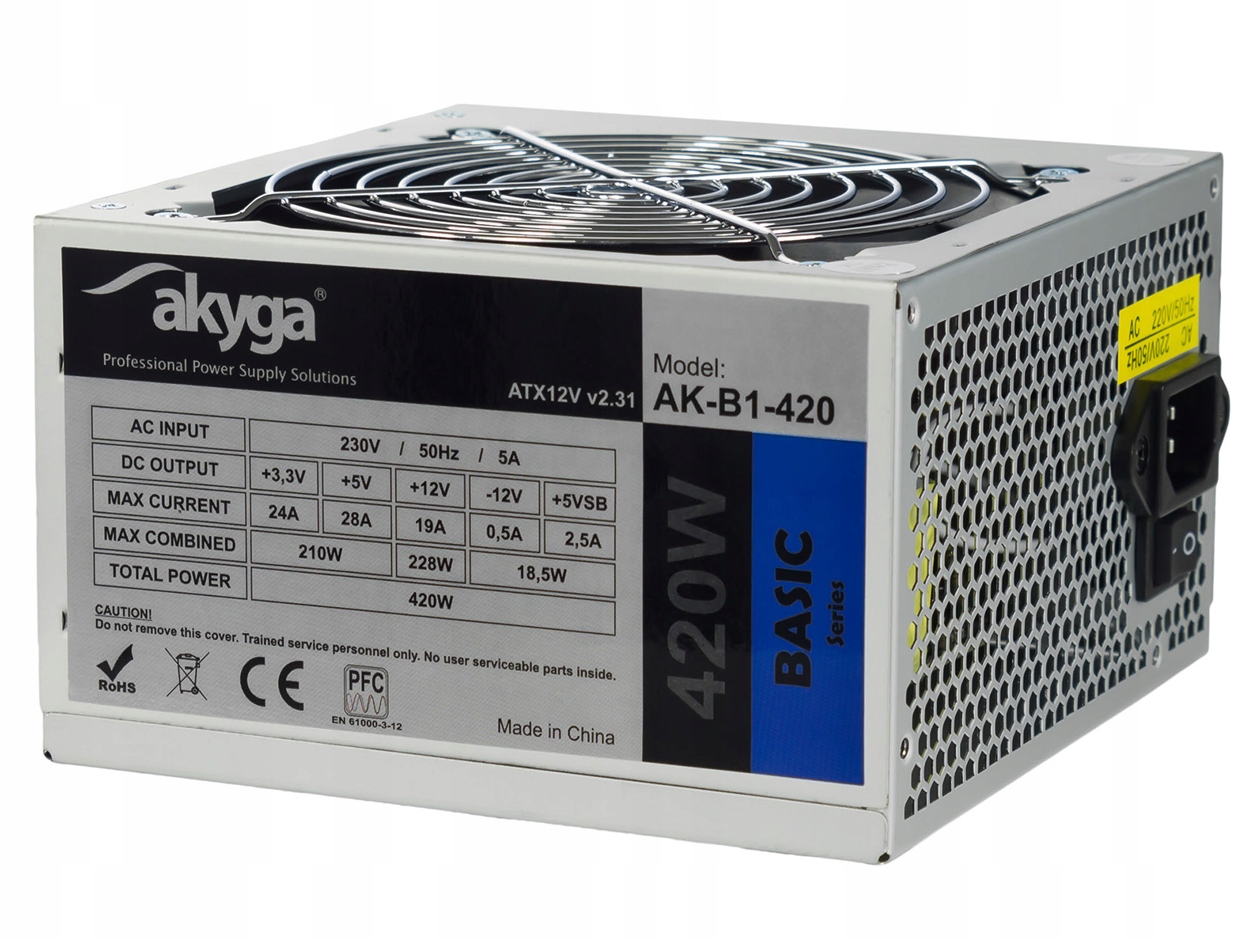 

Zasilacz Atx 420W Akyga 3XSATA 2XMOLEX Fan 12cm