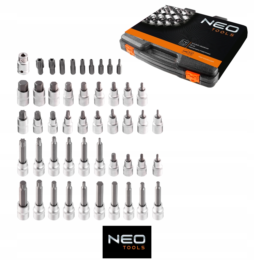 Neo Sada Bitov Nadstavcov Bity Nadstavce Torx Hex 49 Kusov V Krabičke 08-713