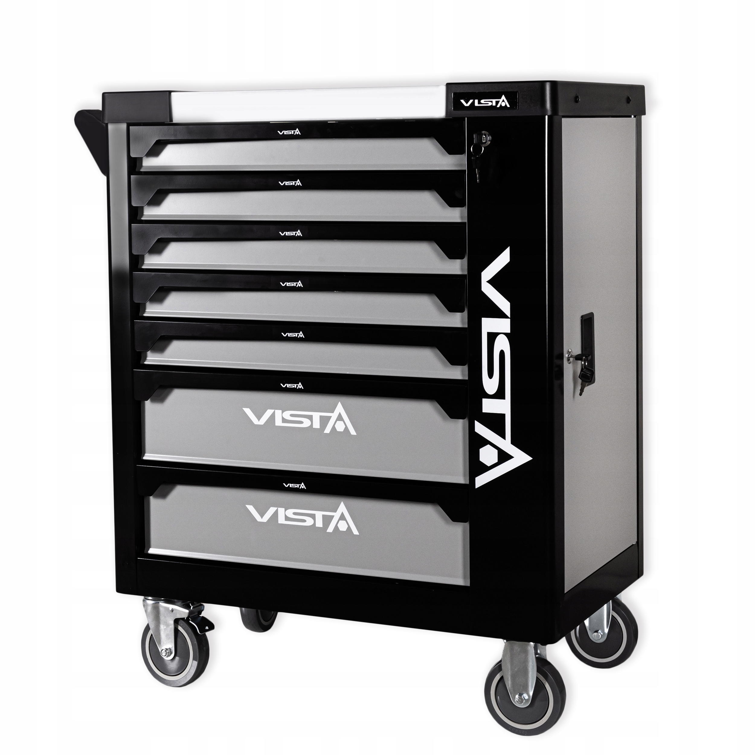 SZAFKA NARZĘDZIOWA WÓZEK WARSZTATOWY ViSTA 250el. Wysokość produktu 97 cm