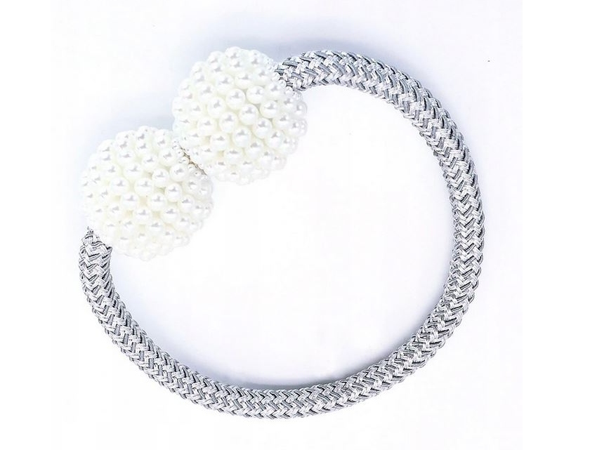 SZNUR NA MAGNES SPINKA KLAMRA MAGNETYCZNA PEREŁKI SZARA