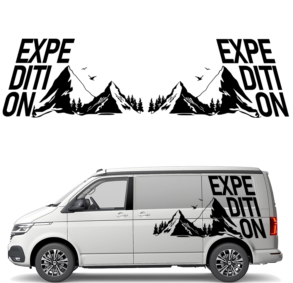 2x Nálepka Grafika na karavan Expedition Hory Mountains 44x80