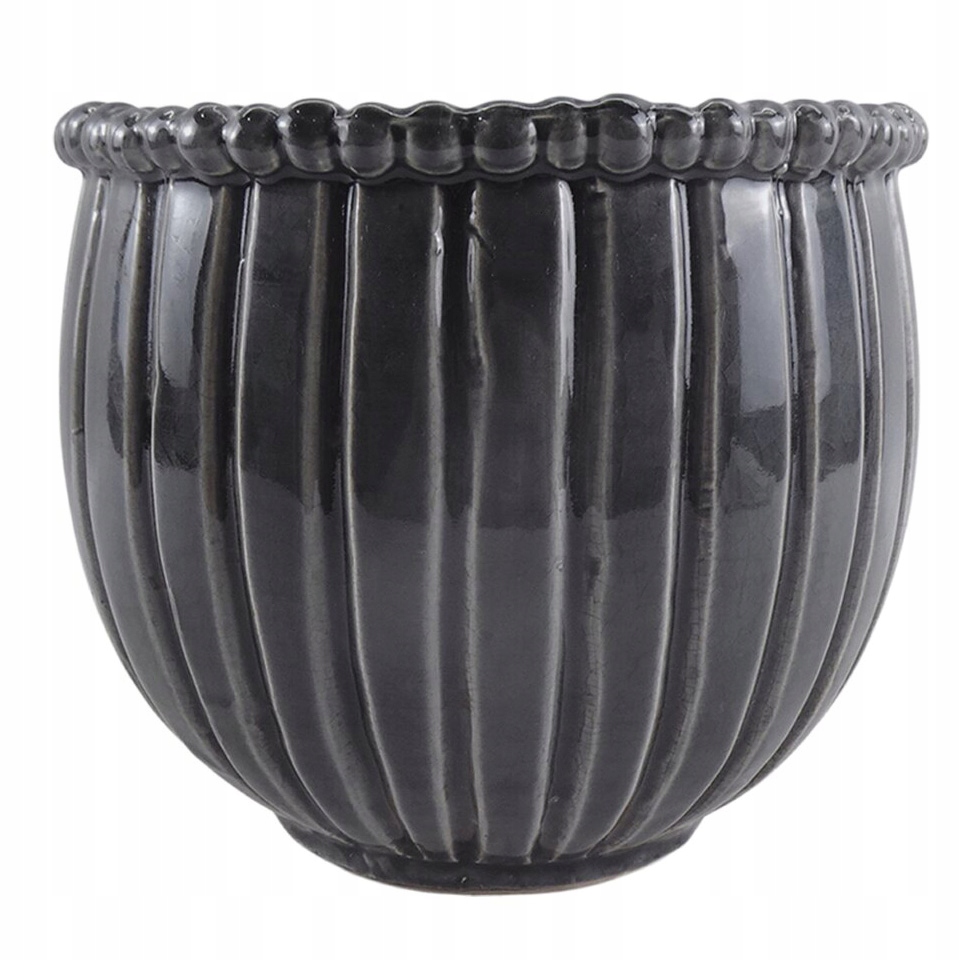 Obal Na Květináč 21 cm, skandinávská kamenina, šedý květináč