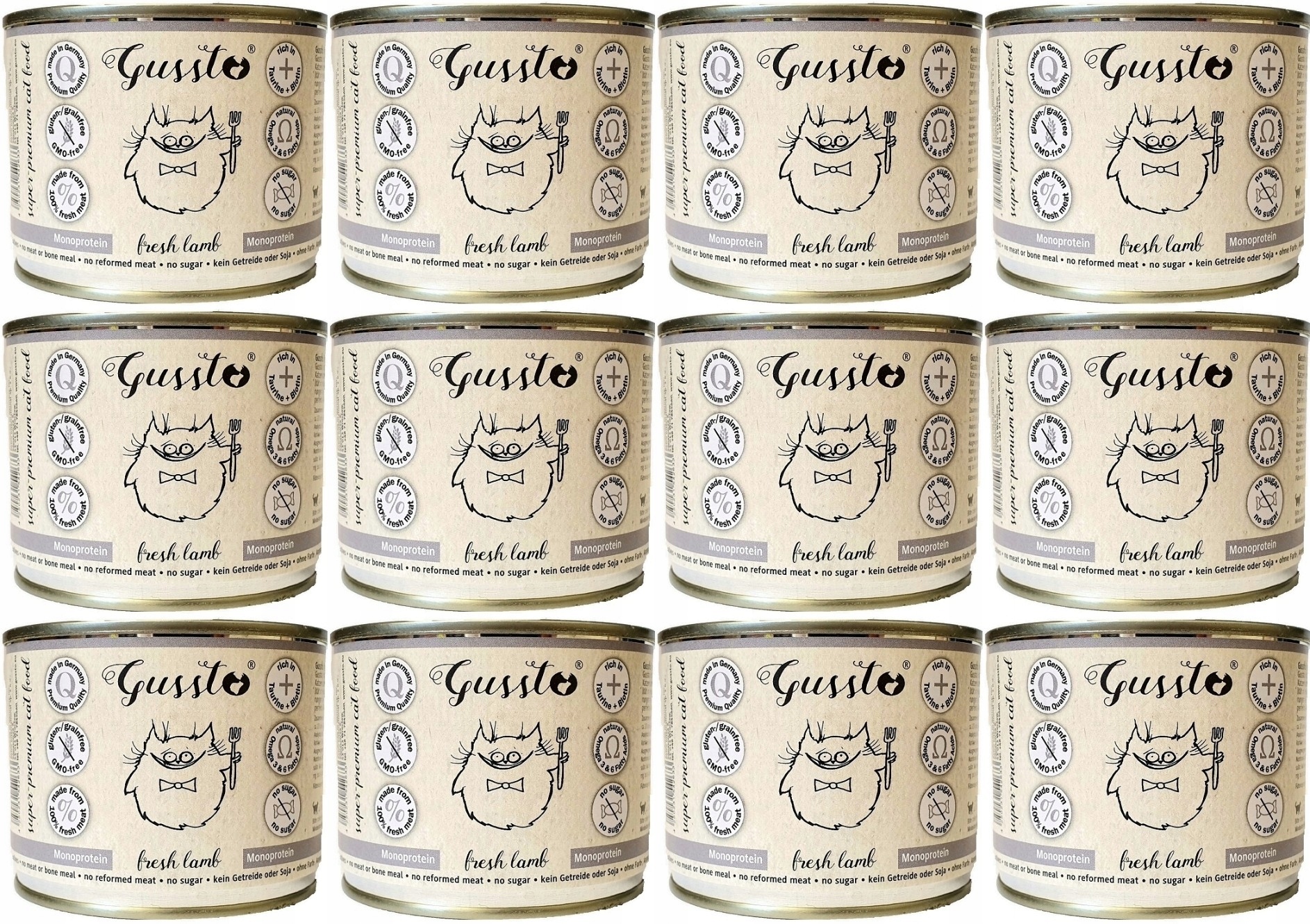 Levně Gussto Cat Fresh Jehněčí 12 x 200 g