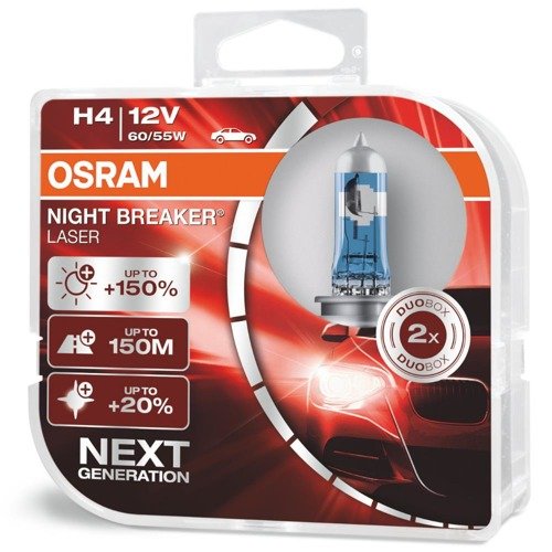 

+150% Osram H4 12V 60/55W Night Breaker Laser Duo
