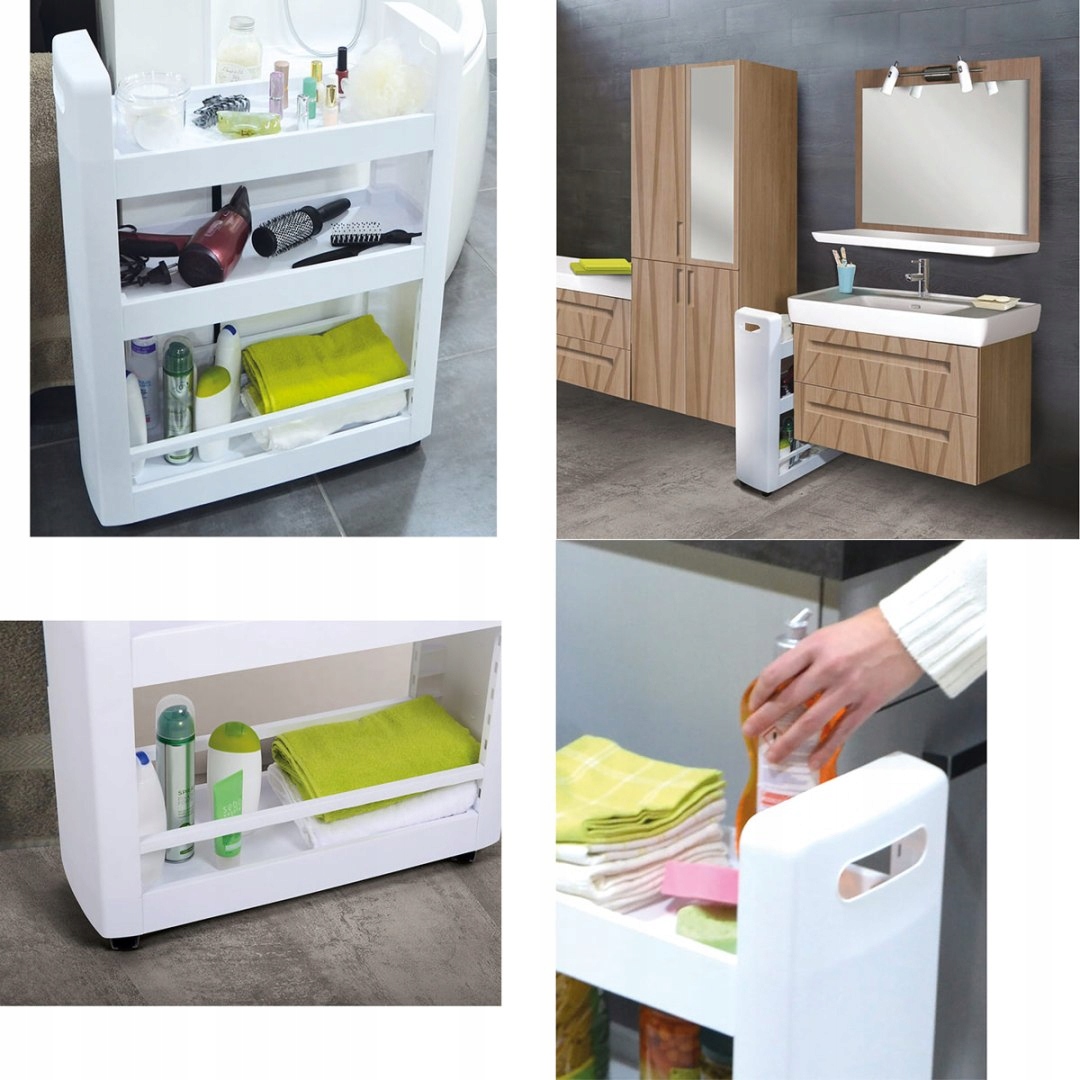 Szafka uniwersalna na kółkach BIAŁA Szerokość mebla 22 cm