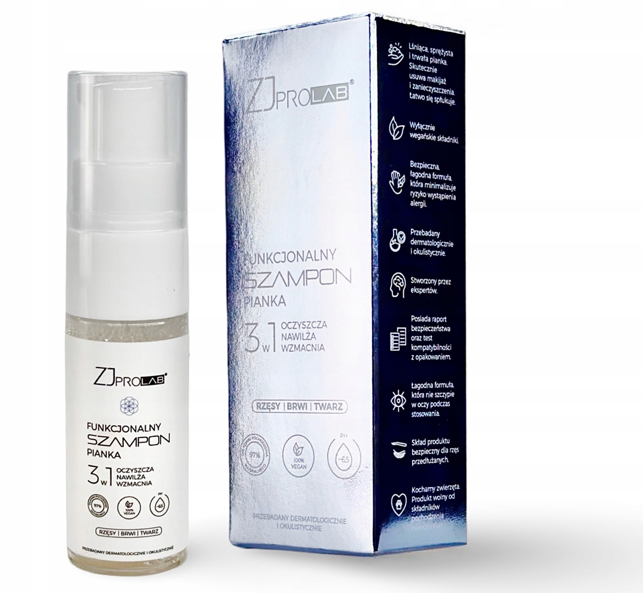 ZJ PRO SZAMPON FUNKCJONALNY DO RZĘS BRWI TWRZY 3W1 30ML NOWOŚĆ !!!