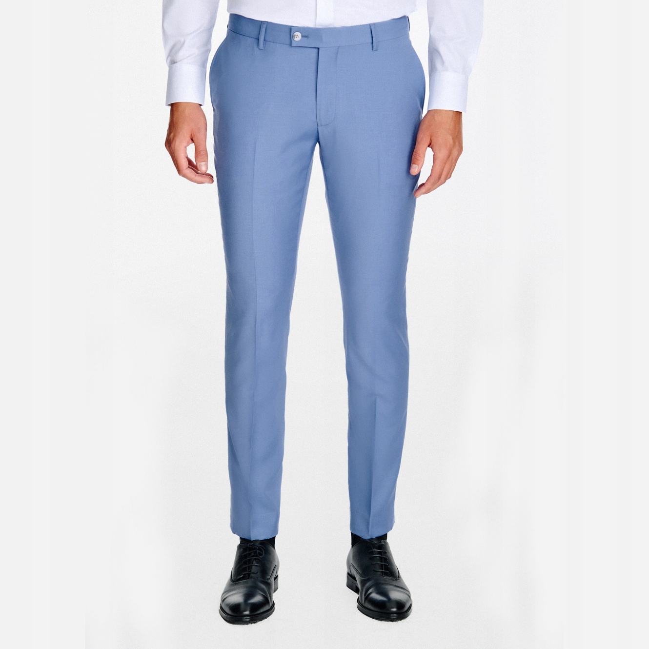 Modré vlněné slim fit oblekové kalhoty Pako Lorente vel