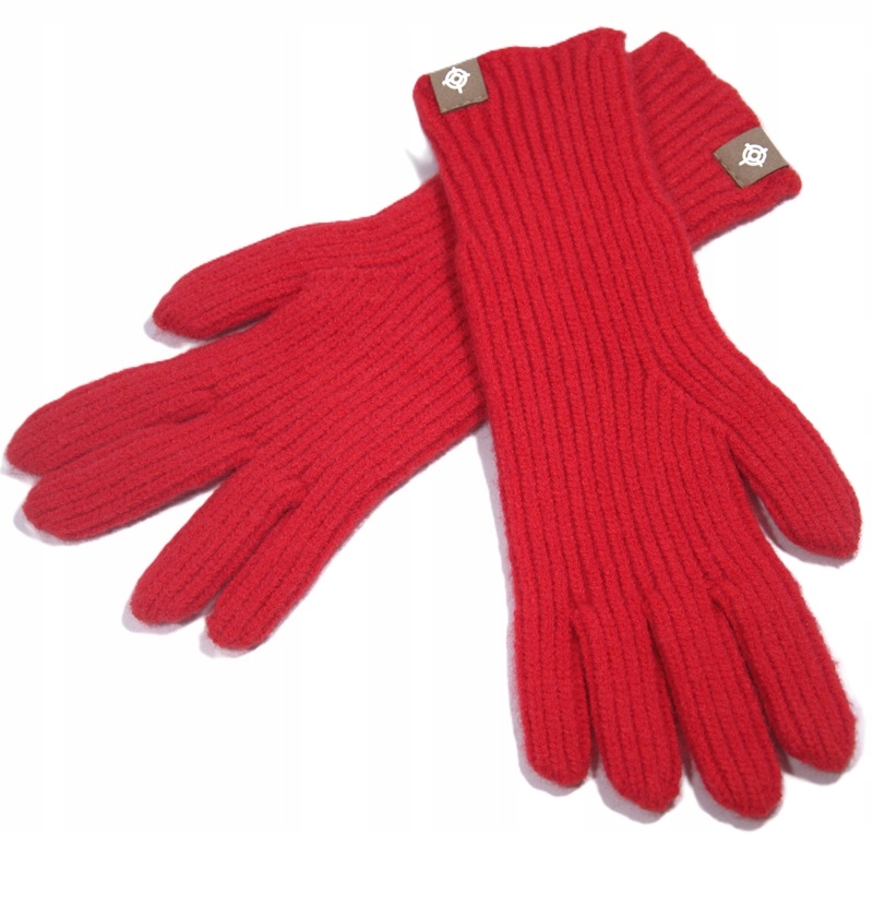RĘKAWICZKI ZIMOWE DAMSKIE CIEPŁE CZERWONE DOTYKOWE