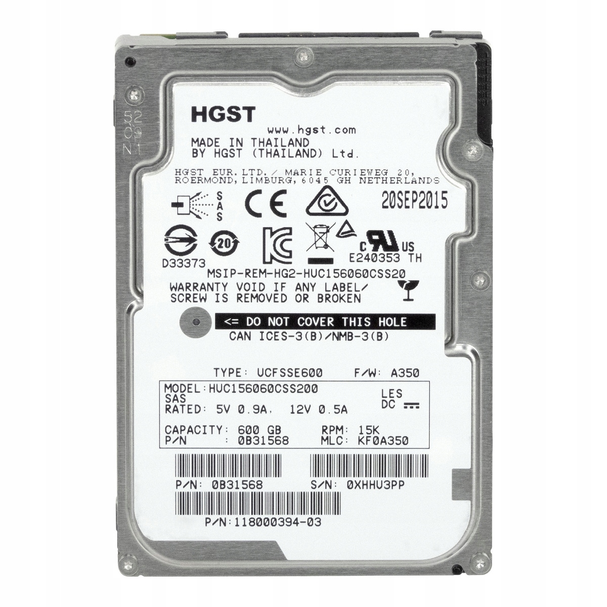 Hgst UltraStar C15K600 600GB 15K 128MB SAS-3 2.5'' HUC156060CSS200