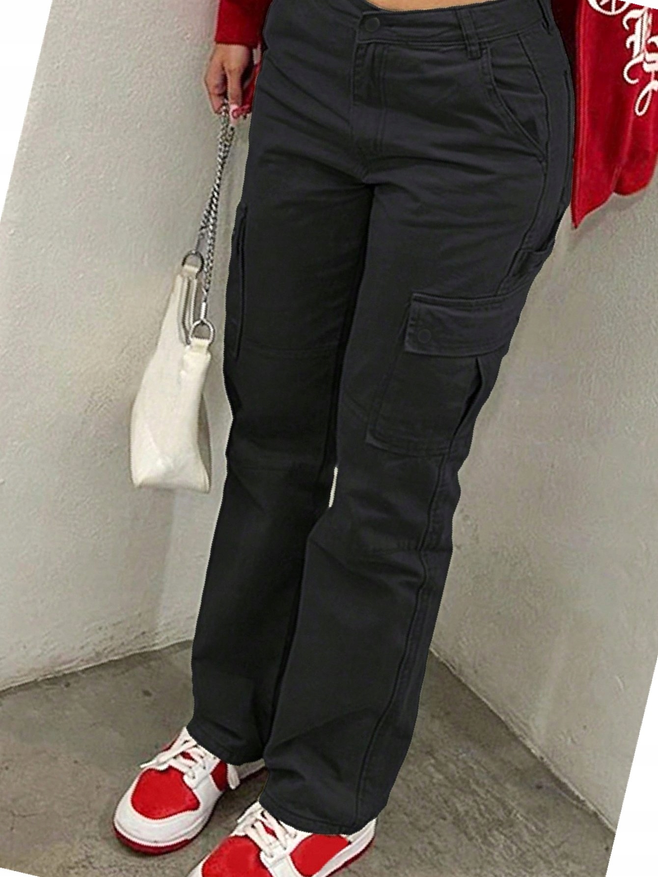 Dámské černé kalhoty s kapsami Casualové Gilipur Cargo Kapsáče M 38