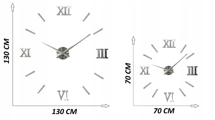ZEGAR 3D ŚCIENNY NAKLEJANY NA ŚCIANĘ NOWOCZESNY XL Marka inna