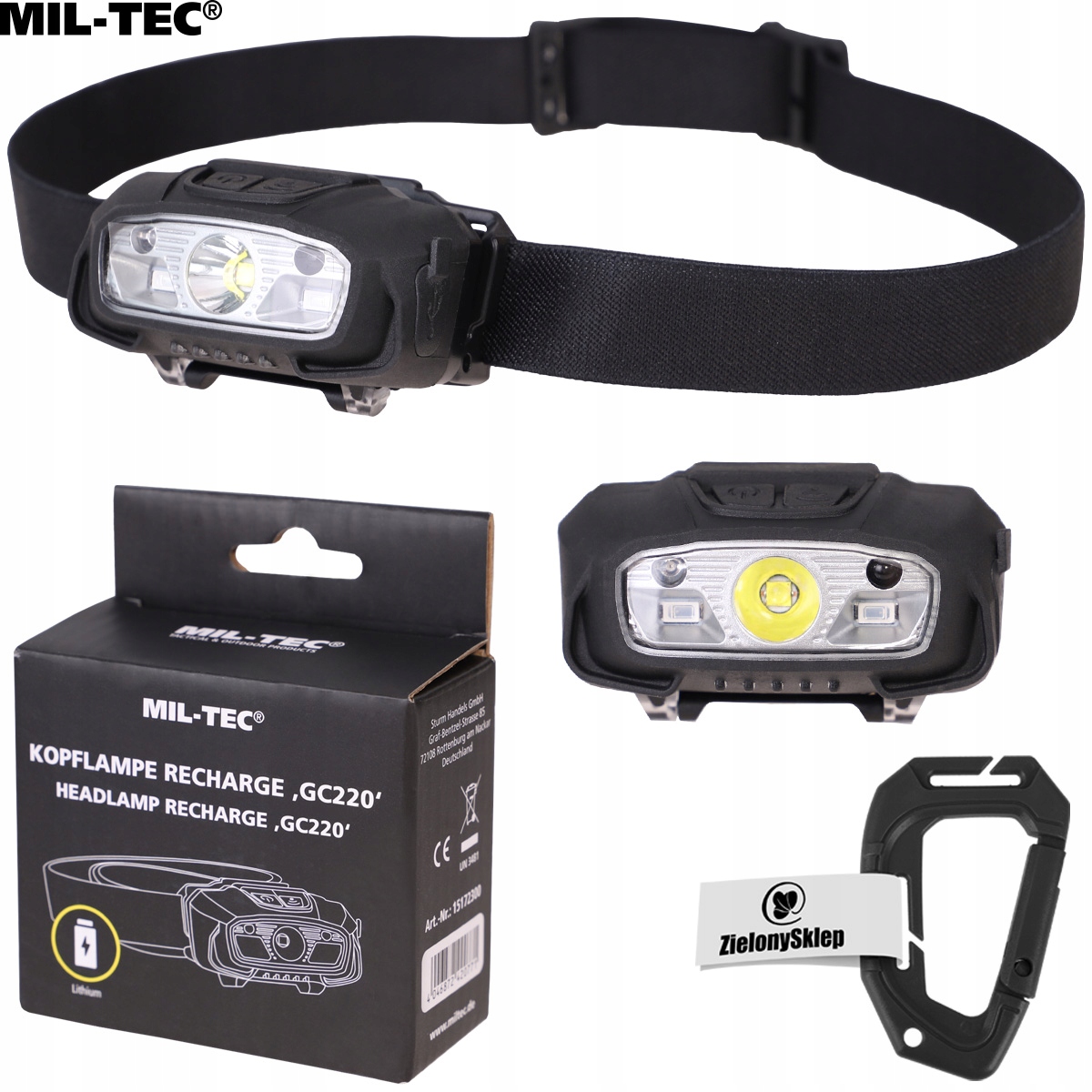 LATARKA CZOŁOWA CZOŁÓWKA Z CZUJNIKIEM RUCHU AKUMULATOROWA MIL-TEC 200lm Kod producenta 15172300