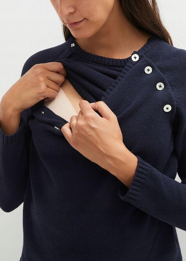 GRANTOWY SWETER CIĄŻOWY __32/34 Kolor niebieski