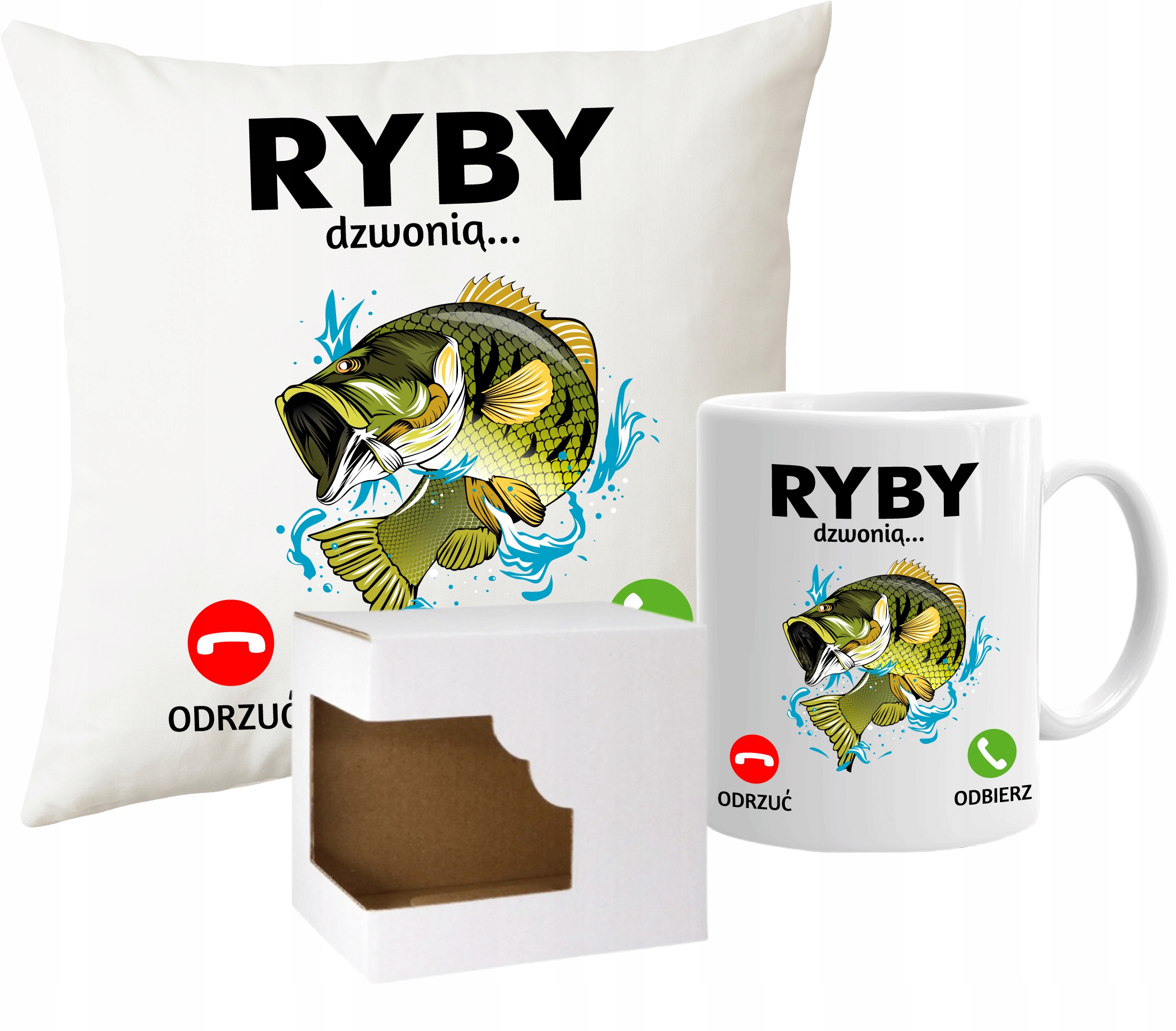 

Kubek Poduszka Wędkarza ryby dzwonią na urodziny