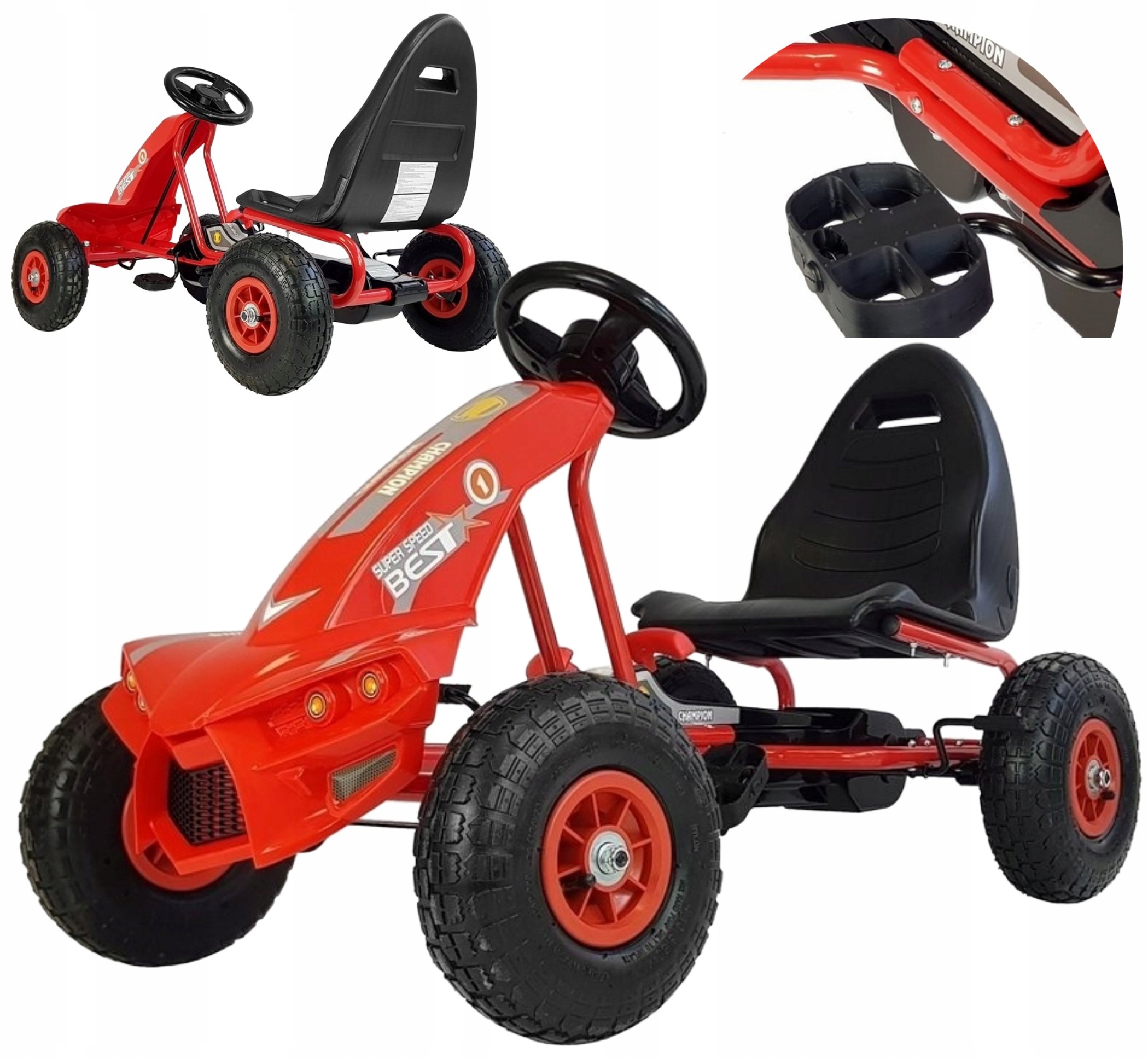 Gokart Na Pedały Pompowane Koła Jeździk Dla Dzieci Wyścigówka 3+