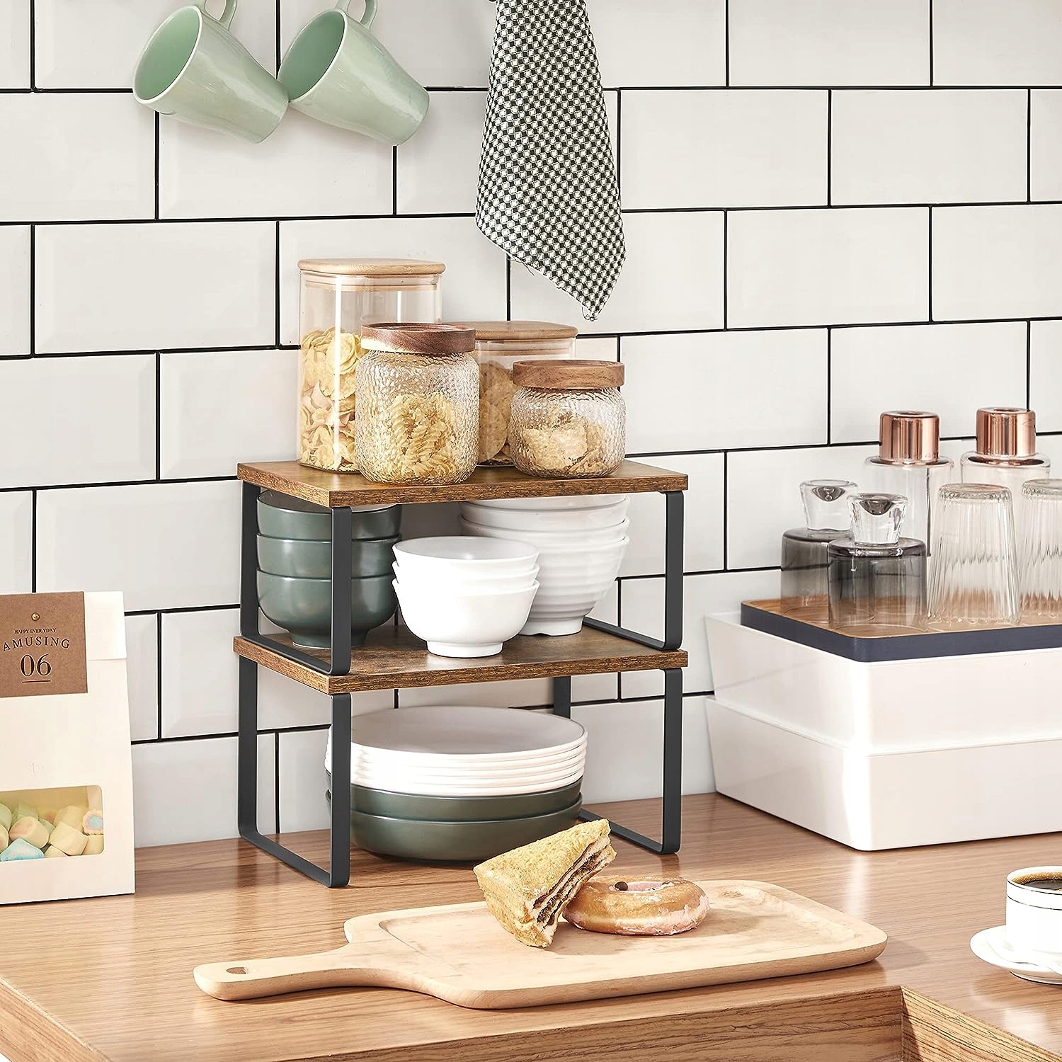 Organizer na blat kuchenny Półki stojące na blat ZESTAW dwóch półek na blat Głębokość mebla 19.5 cm