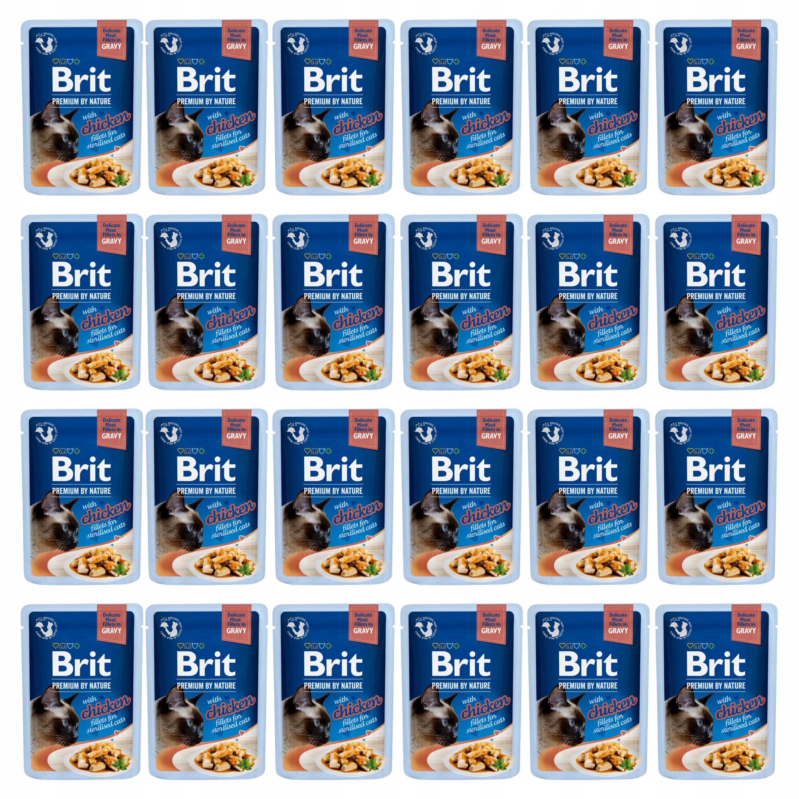 Brit Premium Cat Pouch Fillets Gravy krmivo pro kočky kuře 24 x 85 g