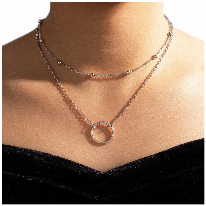 

Łańcuszek Srebrny 2w1 Naszyjnik Koraliki Kółko