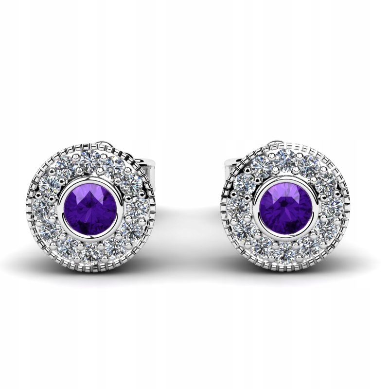 

Kolczyki Z Białego Złota Z Ametystami I Brylantami