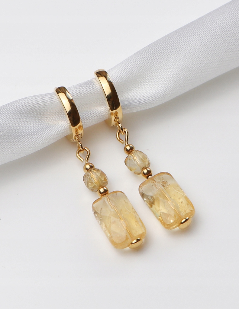 Pozlacené Náušnice Citrín