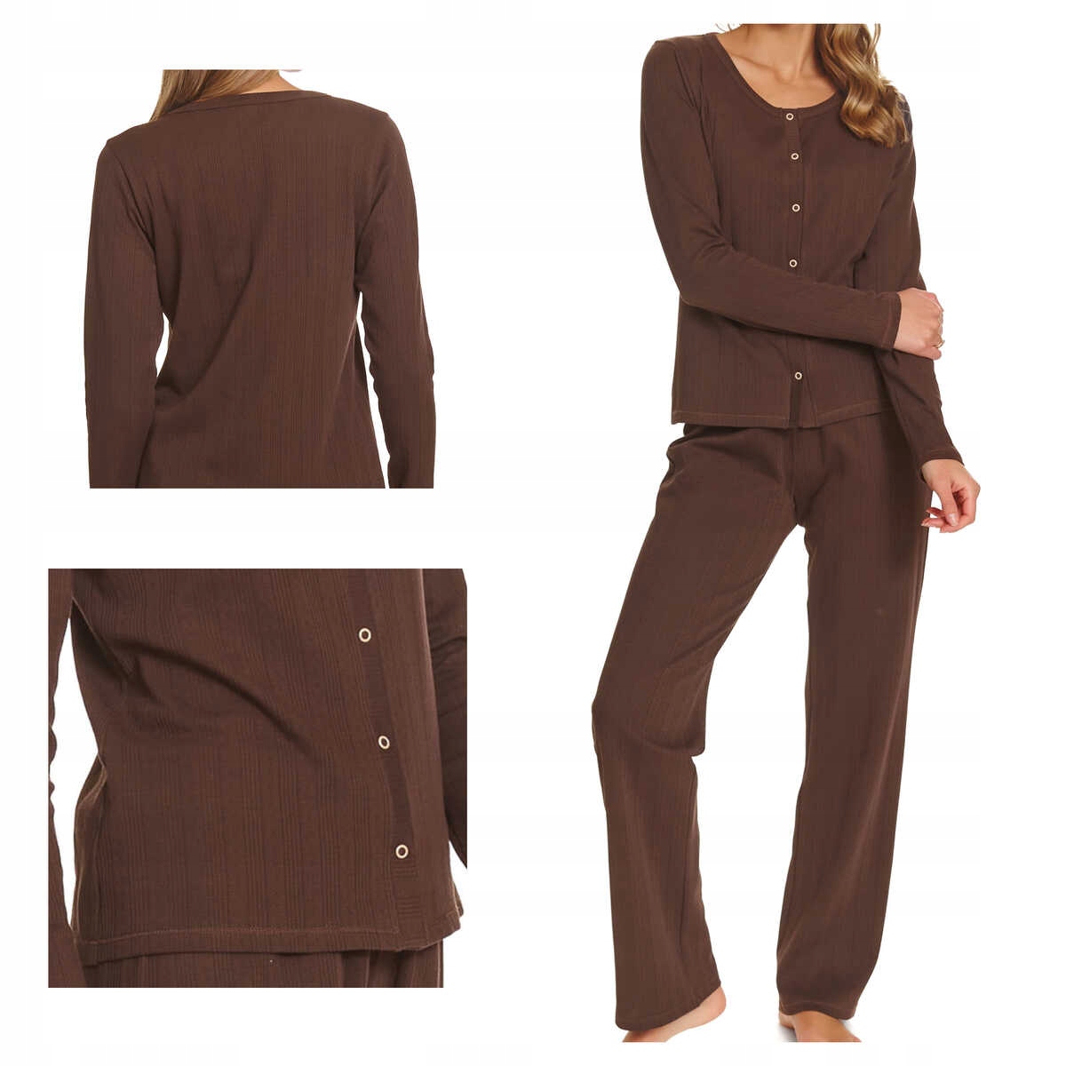 Doctor Nap Dámské bavlněné pyžamo s dlouhým rukávem Pm 7443 choco XL