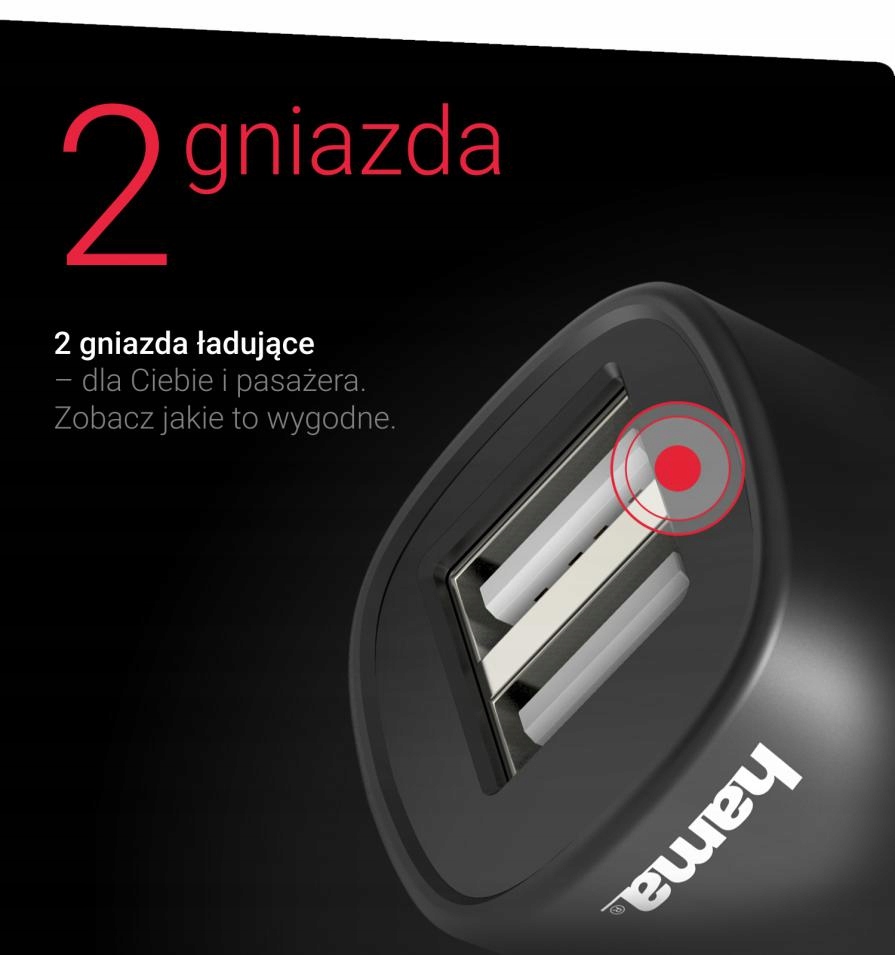 Ładowarka samochodowa USB Hama 12W 2400 mA Szybko Ładująca Producent Hama