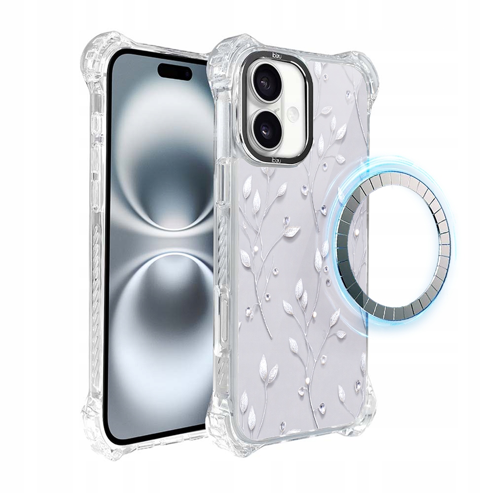 Pouzdro pro iPhone 16 Plus Ibizu DropGuard Ultra s MagSafe, Ledové květy