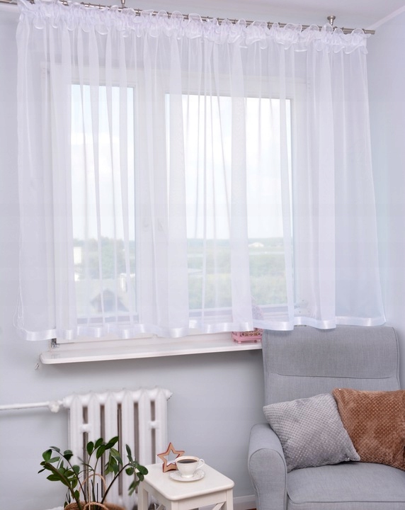 GOTOWA FIRANA 400X160 LAMÓWKA PROSTA SALON Materiał woal