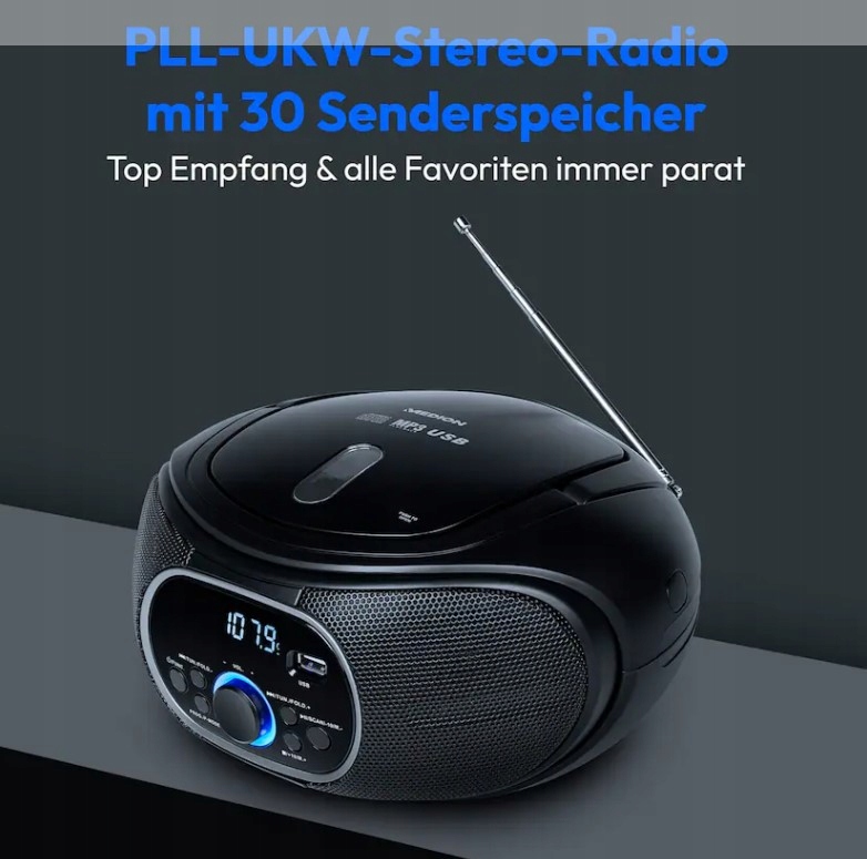 BOOMBOX PRZENOŚNE RADIO FM PLL CD MP3 USB AUX IN WYJŚCIE SŁUCHAWKOWE EAN (GTIN) 4061275042658