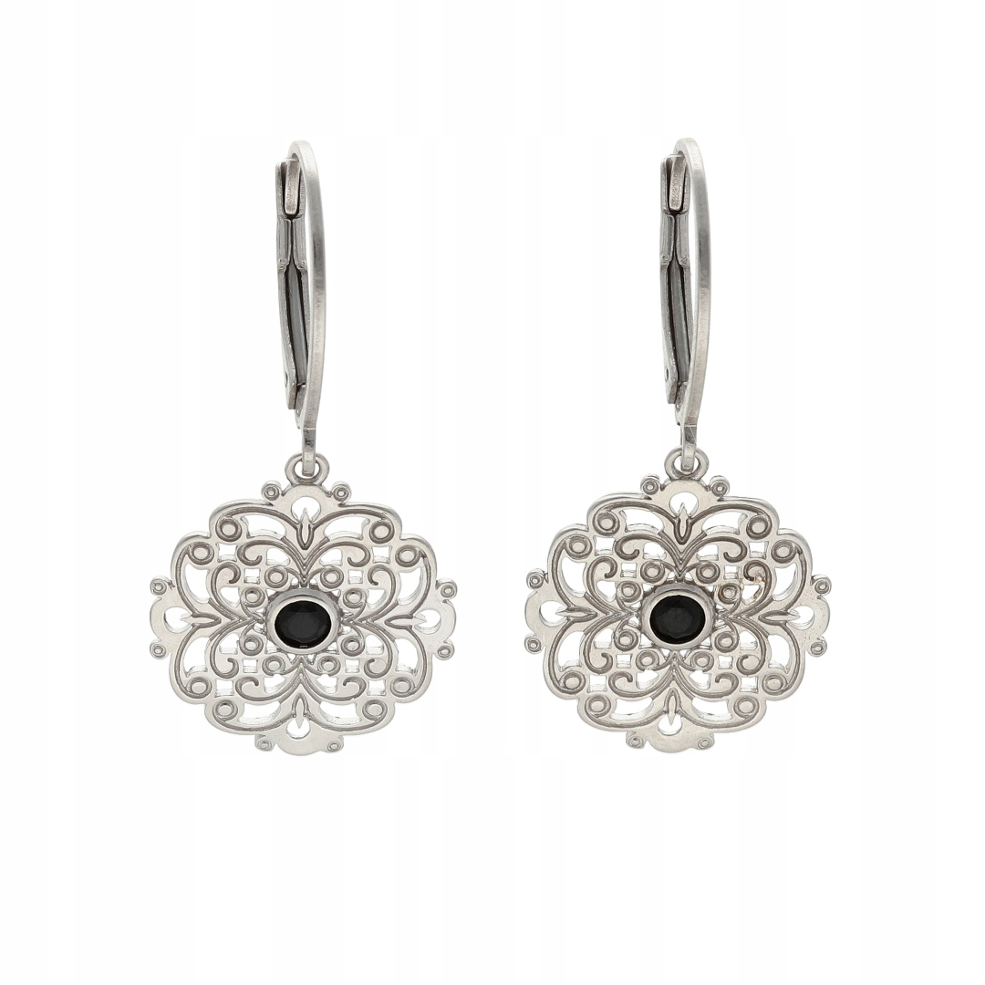 Náušnice s ažurovým prvkem, stříbro