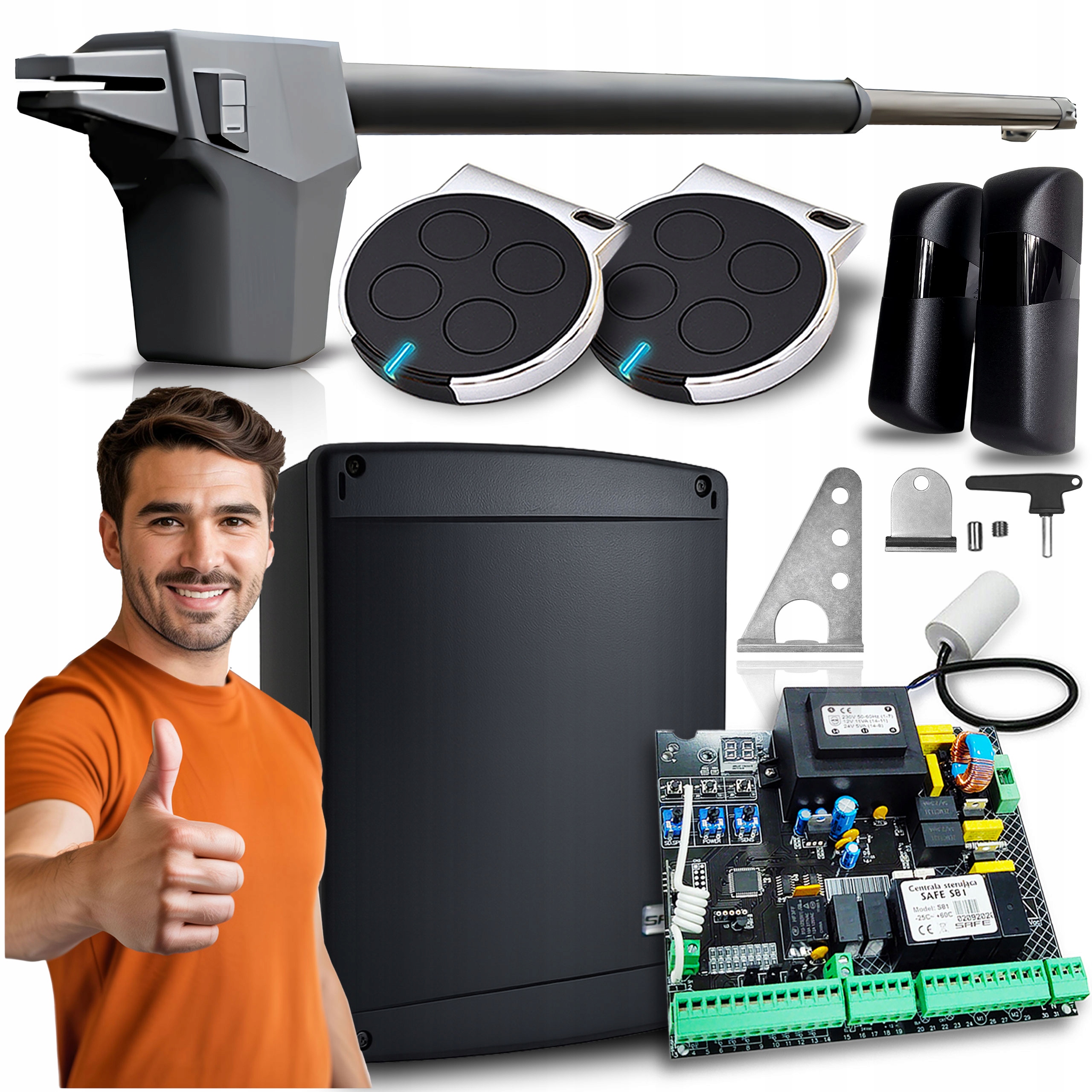 Pohon Pro Jednokřídlé bránY Set 4,3 m 2x Pilot Fotobuňky Automat