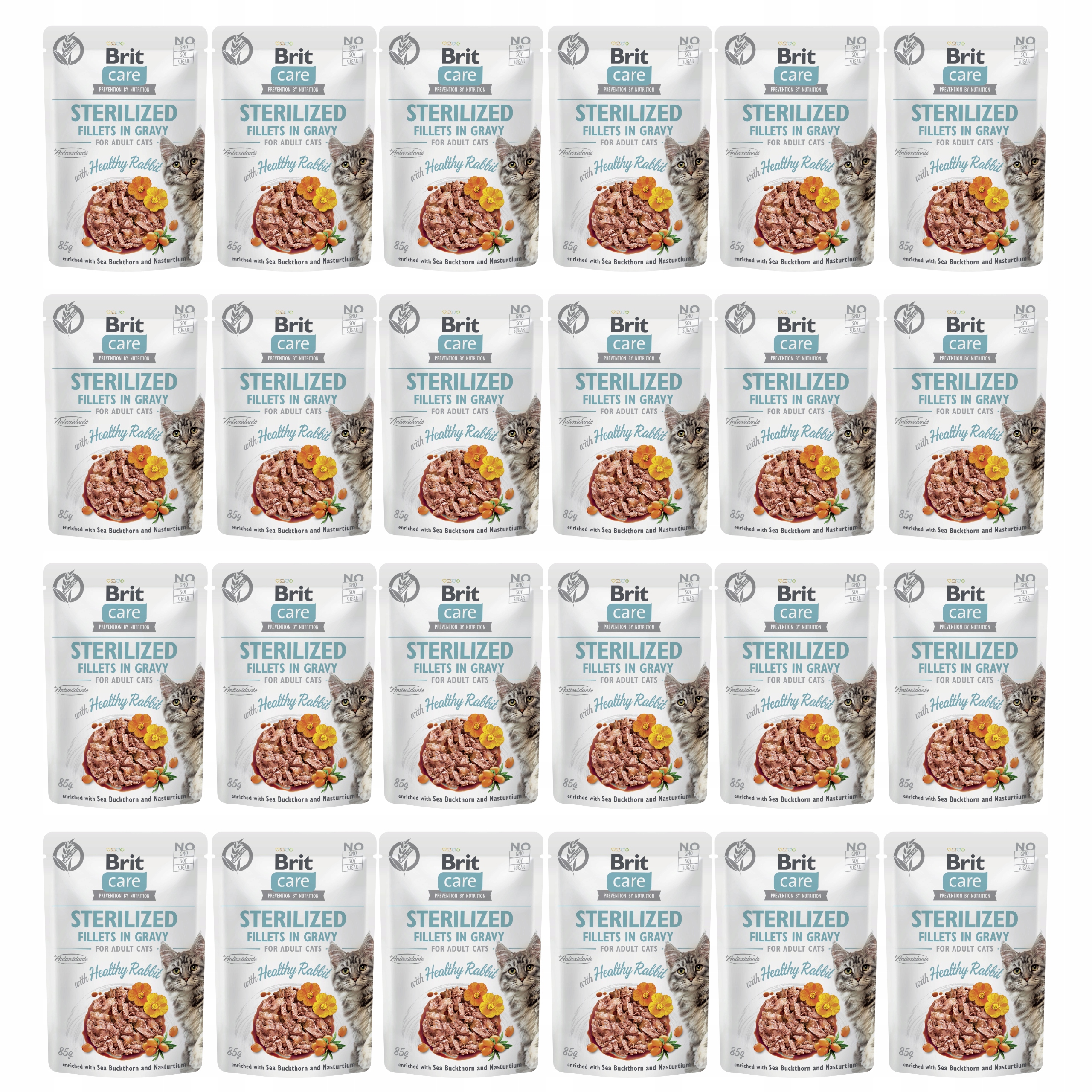 Levně Brit Care Cat Sterilized mokré krmivo kočky filety v omáčce s králíkem 24 x 85 g